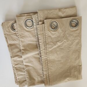 West Elm Tan Cotton Canvas Curtains with Silver Grommets (Set Of 3)